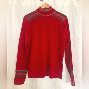 Meister Wool Sweater Men Red Fair Isle Outdoor Winter